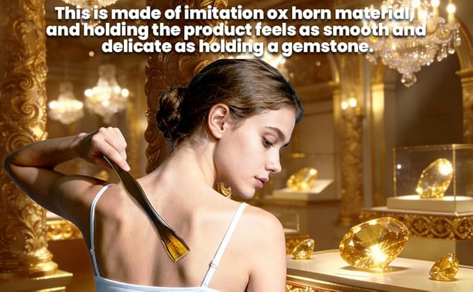2-Piece Imitation Cow Horn Back Scratcher as Delicate and Smooth as a Gemstone, 12.4-Inch Long Handle Back Scratcher, Suitable for Adult Men and Women, As A Gift for Loved Ones(F-Brown-2)