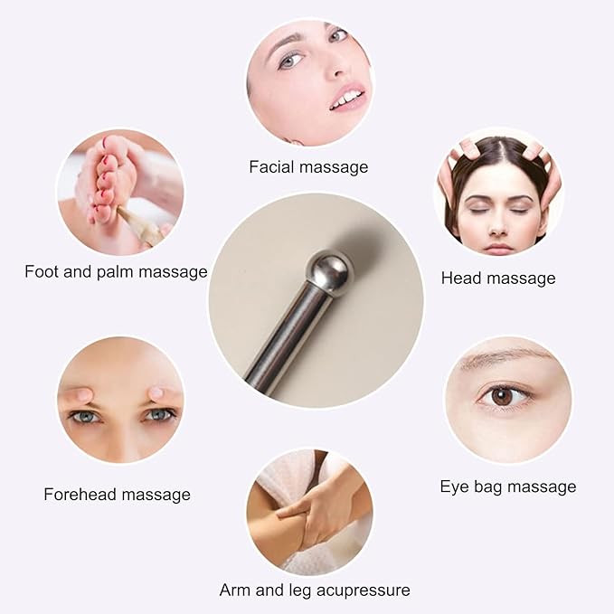 Agatige Acupuncture Pens, Stainless Steel Deep Tissue Massage Tool 13cm to 18cm Telescopic Manual Acupuncture Massage Pen for Full Body Meridian Pain Relief