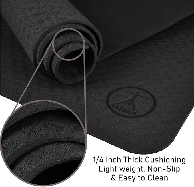 Tatago Extra Thick Yoga Mat Wide & XL-Our 10mm Extra Large Yoga Mat Thick Extra Wide And Long For Total Joint Cushioning. A Large Exercise Mat Thick And Perfect For Home Workout Pilates Or Studio.