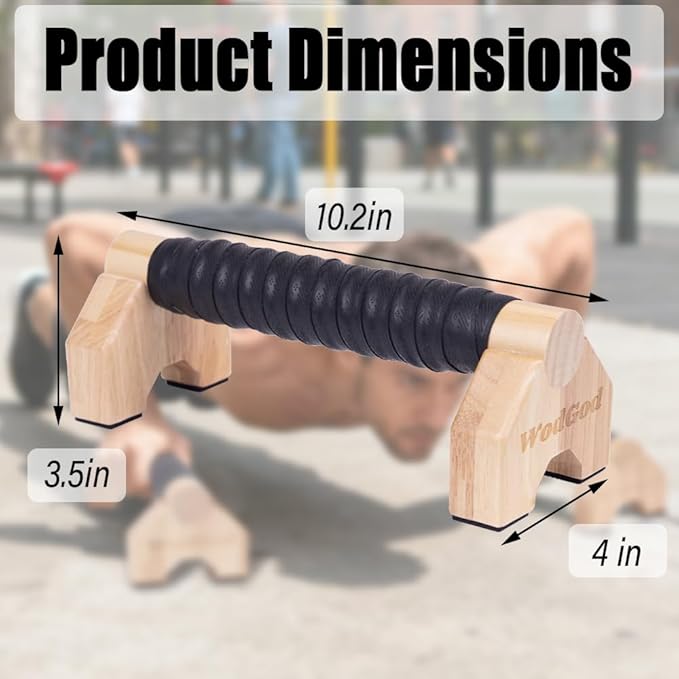 Solid Wood Parallettes Push Up Bars for Home & Gym, Durable Wooden Calisthenics Equipment with Non-Slip Grip, Full Body Strength & Balance Training