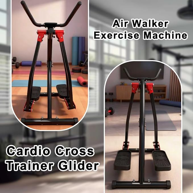 Air Walker Exercise Machine,Foldable Elliptical Machine for Home,Mini Elliptical for Full-Body Low-Impact Exercise with LCD Display Ideal for Home Gym