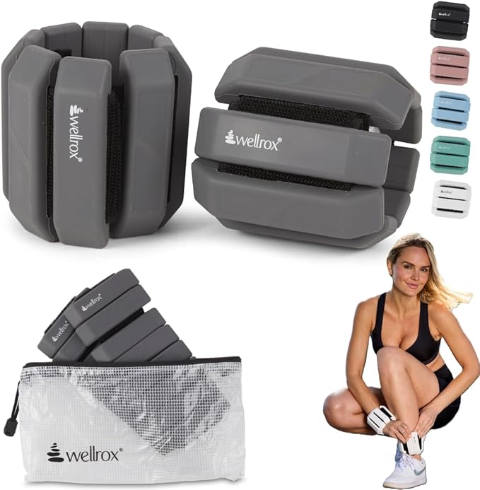 Wellrox Weighted Bangles – Adjustable Ankle and Wrist Weights for Women & Men – Set of Ankle Weights 2 lbs (1 lb Each Wrist Weight) | Weighted Arm Bands for Pilates, Yoga, Running & Walking
