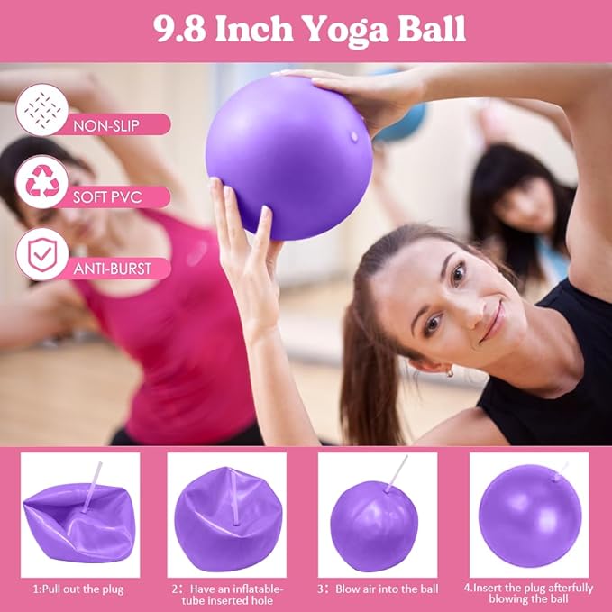 Pilates Ring 13 Piece Set,Pilates Kit for Women Exercise Equipment Accessories Deformation Magic Circle with Padded Handles, Workouts Ball, Guide & Bag, Resistance Bands for Legs Arms and Thighs