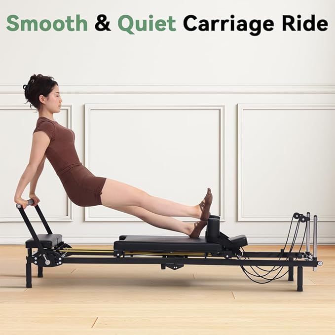 Foldable Pilates Reformer Machine, Dual Resistance with Springs and Cords, Pilates Equipment for Home and Gym Use, Suitable for Advanced and Beginners Users, Up to 400 lbs Capacity