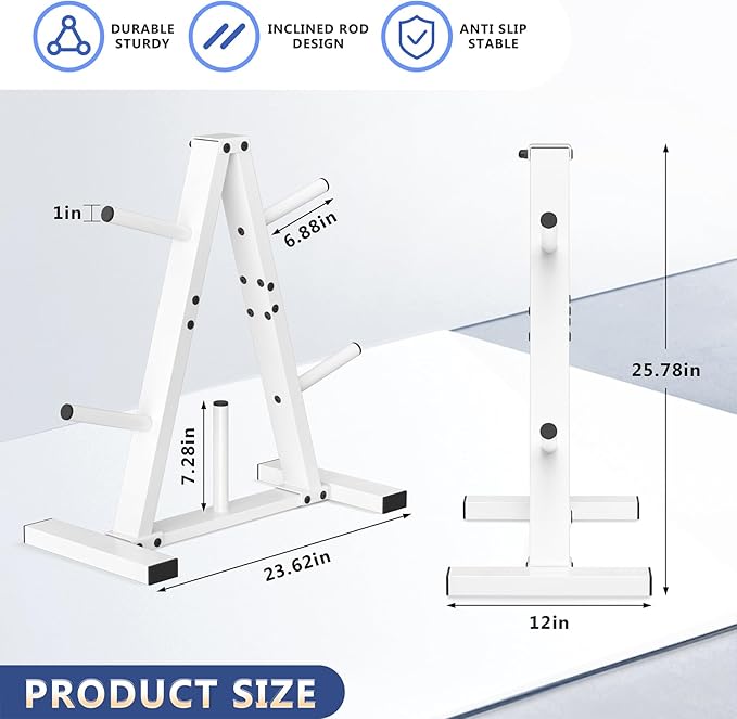 Weight Plate Rack, Weight Tree, Home Gym Storage Stand, Holds 300 lbs