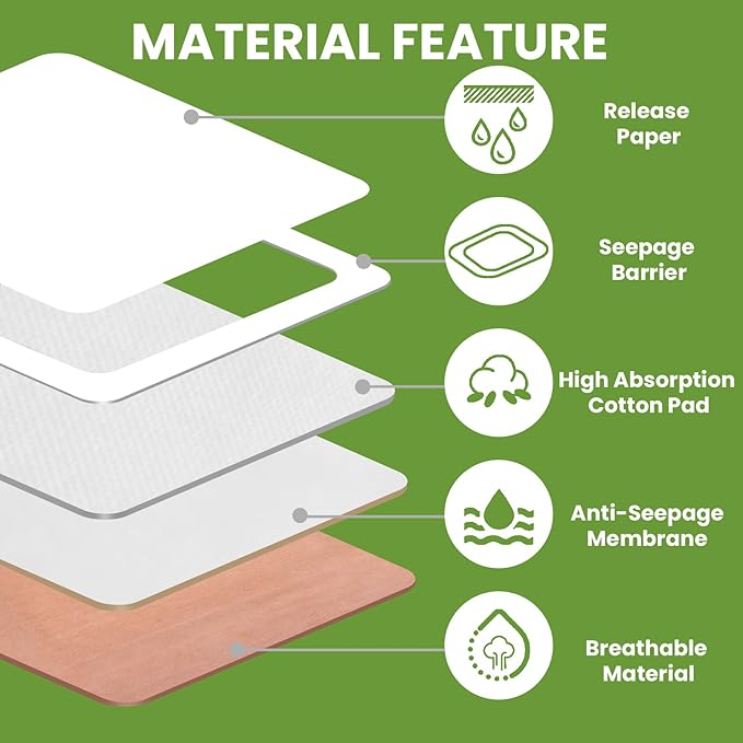 10Pcs Castor Oil Pack Wrap,No Washing Self Adhesive with High Absorbent Organic Cotton Flannel, Wellnessamz Anti Oil Leak Pack Design for Women Men Kids