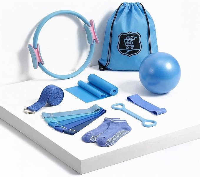 Pilates Ring Kit for Women, Pilates Equipment, Resistance Bands, Home Magic Circle Workout with Pilates Ball and Ring Set, Pilates Essentials Starter Set for Beginners Toning Shape Full Body