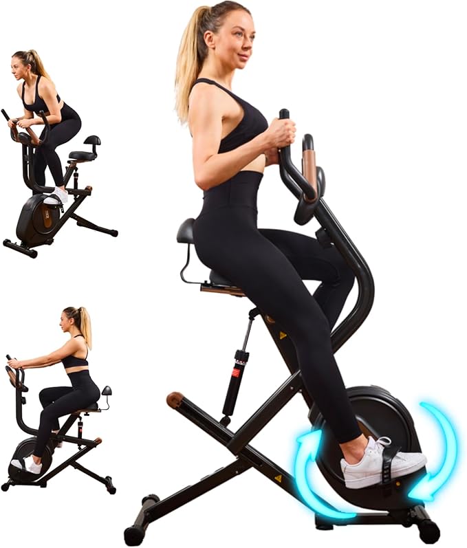 3 in 1 Exercise Bike,Squat Machine,8-level Adjustable Magnetic Bike for Home with App,Squat Rowing Machine, Low Noise Indoor Cycling Bike with 300lbs Weight Capacity,Home Workout Machine