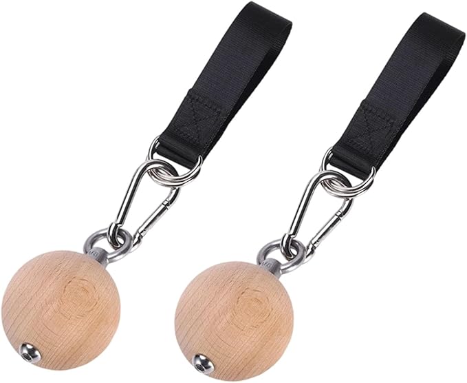 Professional Wood Pull Up Handle Hand Grip with Strap Power Balls Strengths Training Attachments Climbing Ball Grip Ball Arm Muscles Barbells