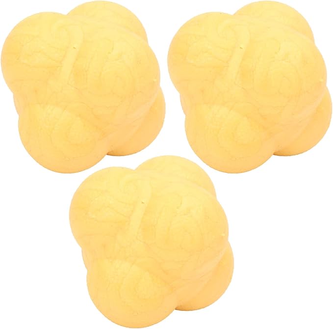 Drfeify 3Pcs Bounce Reaction Balls Ball Set for Training & Coordination HexShaped with TPR Material for Multisport Athletes