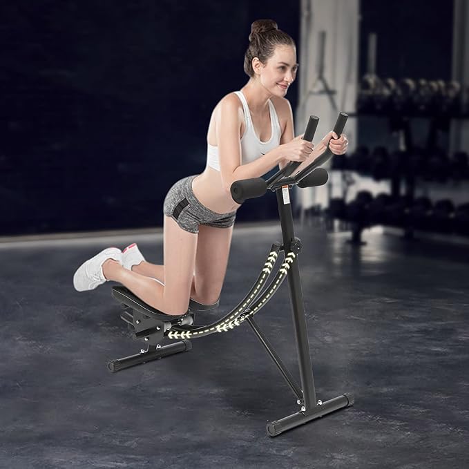 Ab Machine, 330lbs Load Abdominal Crunch Trainer Fit Waist Cruncher Core Toner Home Gym Core Workout Equipment Foldable Fitness Equipment with Silent Roller for Home Companies Gyms