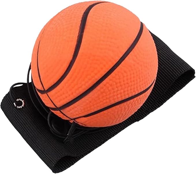 Basketball 2.36 Inch Wrist Return Ball, Sports Balls on a String, Rubber Rebound Bouncy Wristband on Elastic String for Wrist Exercise or Play Speed and Agility Training, Reaction Balls