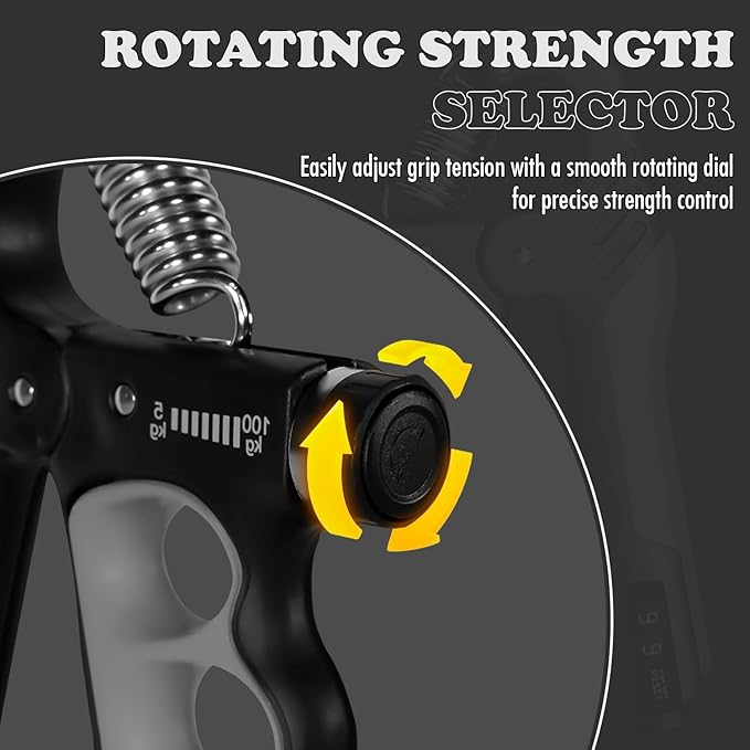 Adjustable Grip Strength Trainer Hand Gripper for Grip Strength, Forearm & Wrist Strengthener, Hand Exerciser for Strength Training & Therapy 11-220Lbs(5-100KG)