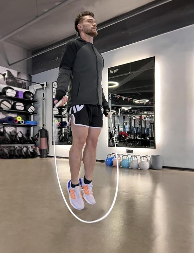 Boxing Jump Rope - Tangle-Free, 16% Heavier than Regular PVC Ropes, Adjustable Length, Hand-Wrapped Anti-Slip Grip Band Included - Ideal Skipping Rope for Boxing Training