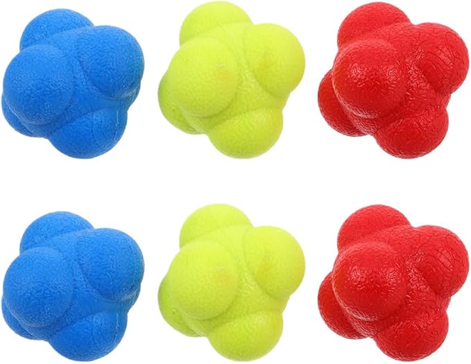6pcs Reaction Balls Hand-Eye Coordination Training Balls 5.5cm Hexagon Speed Agility Set for Sports Reflex and Body Coordination Improvement