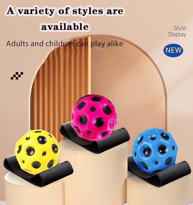 BOTIZR Wrist Rebound Sports Balls，Space Ball，Moon Ball，Easy to Grip and Catch，Wrist Exercise Sports and Play for Kids Adults, Yellow, green, blue, rose