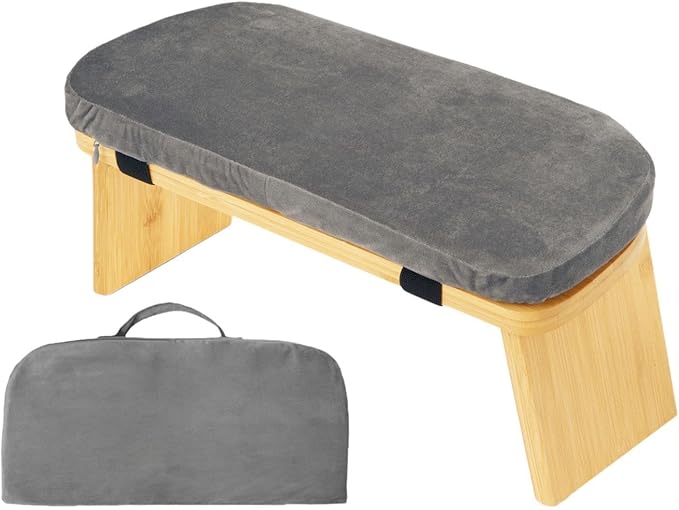 Meditation Bench with Cushion Ergonomic Non Slip Modern Support Kneeling Stool Soft for Indoor Outdoor Leisure Tea Ceremony