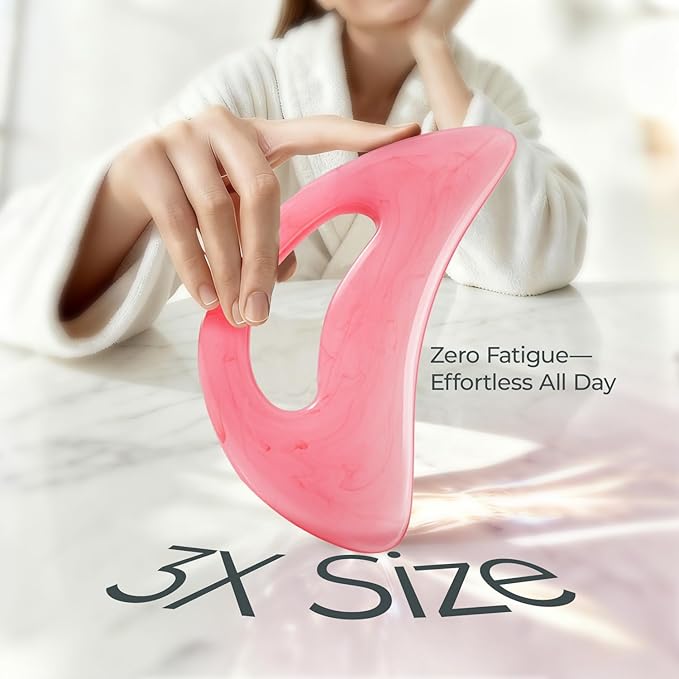 Scienlodic Gua Sha Massage Tool with Handle (Resin) Larger Guasha Scraping Tool for Back Neck Face Leg Massage, Lymphatic Drainage, Cellulite Remove - Large