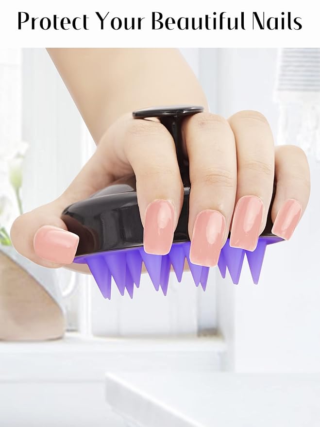 HEETA Scalp Massager Hair Growth, Soft Silicone Scalp Scrubber Shampoo Brush for Exfoliation, Dandruff Removal Head Massage Stress Relax, Wet & Dry Use for Thick Thin Curly Hair Care, Black