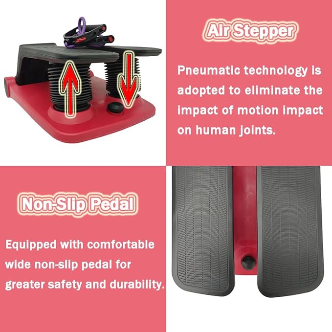 INTBUYING Steppers for Exercise Stair Stepper Stepper Climber Fitness Machine with Resistance Bands Stair Stepper Exercise Equipment Mini Stepper with 220LB Loading Capacity