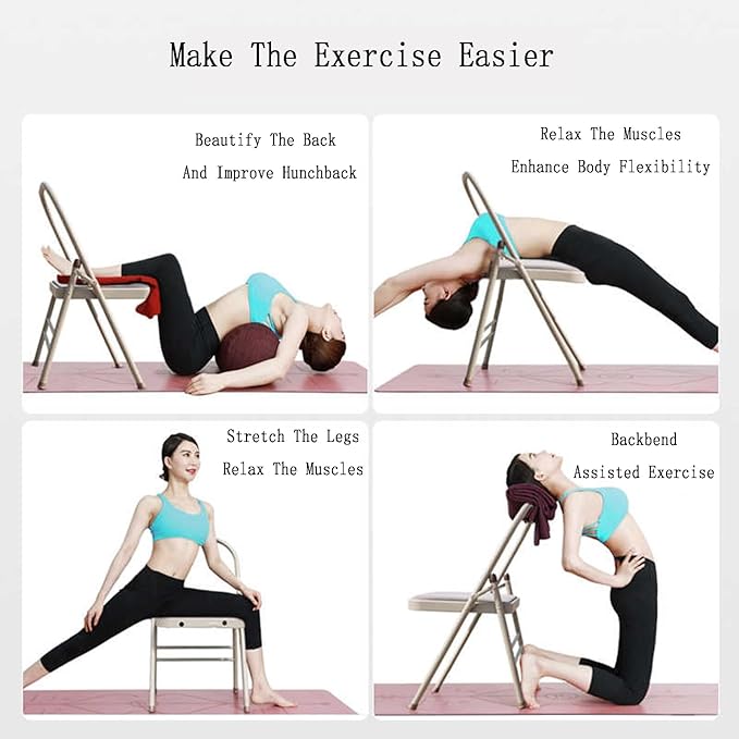 Yoga Chair,Thickened Frame, Comfortable PU Seat Pilates Chair,for Balance Handstand,Flexibility and Strength Training(Color1)