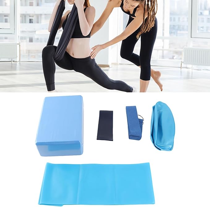5pcs Set Yoga Fitness: Yoga Block Stretch Belt Latex Towel Resistance Loop Yoga Ball, Yoga Starter Kit for Home Workouts