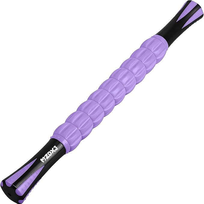 Muscle Roller & Massage Roller Stick for Athletes - Lymphatic Drainage Support, Relieves Muscle Soreness, Cramping & Tightness - Targets Legs, Arms, Back & Calves （Purple - 18inch）