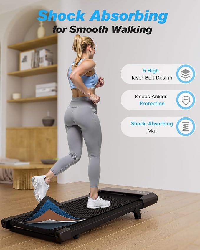 SupeRun Walking Pad, Under Desk Treadmill, 3 in 1 Portable Treadmill with Remote Control LED Display, 2.5 HP Quiet Walking Jogging Machine for Office Home Use, 300 Lbs Capacity