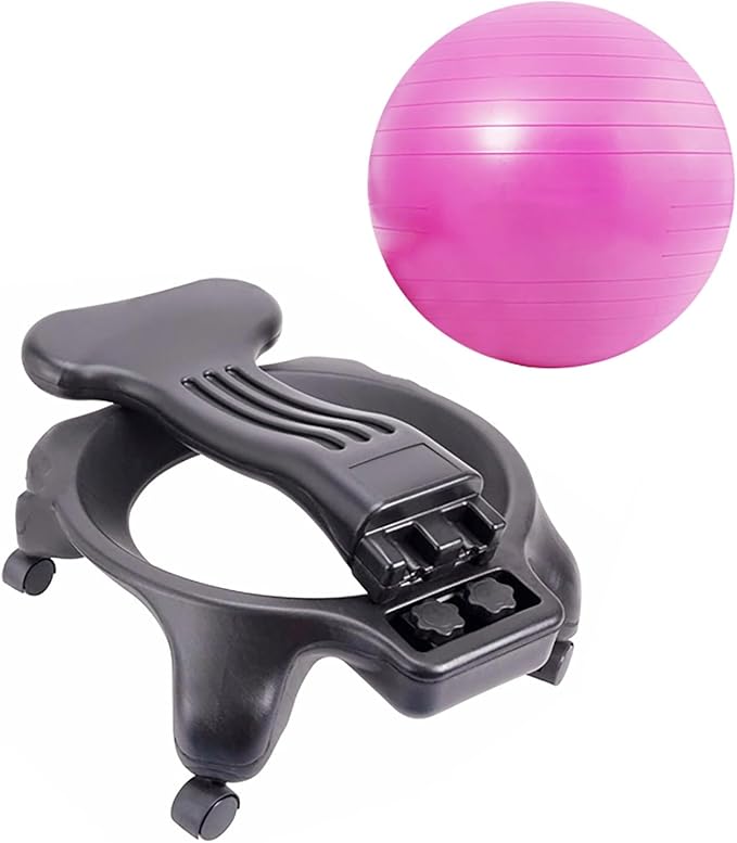 SRNSAEB Exercise Ball for Sitting at Desk, Home Balance Ball Chair Base for Yoga/Pilates/Birthing - Relieve Back Pain, Fitness Ball Seat with Air Pump/Screws(Pink)