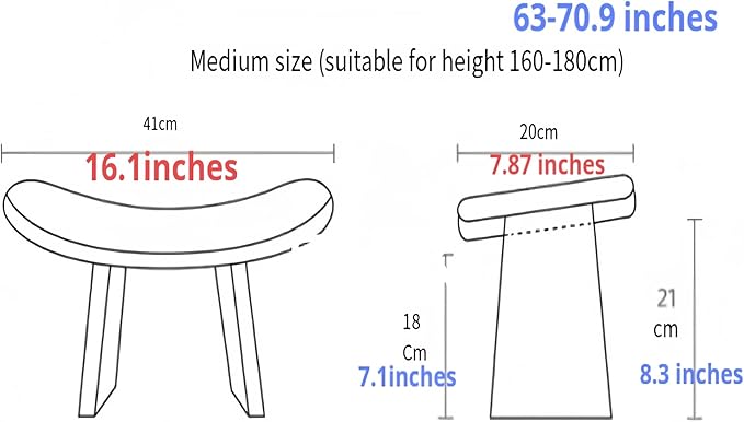 Solid Wood Ergonomic Kneeling Stool. Suitable for Temple Ceremonies, Tea Ceremonies, Meditation, Yoga, as Well as Home Fitness Assistance Chair(Medium Size for Height 160CM-180CM(63-70.8 in)