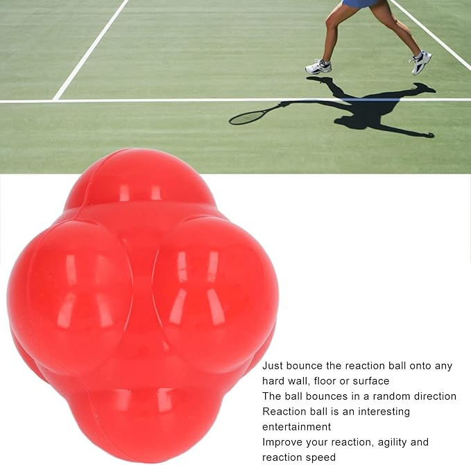 Reaction Ball, Rubber Bright Color Hex Reaction Trainer Ball for Basketball, Tennis and Other Competitive Sports
