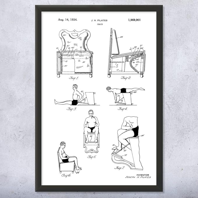 Pilates Chair Patent Framed Print (9x12) Pilates Gifts, Gym Art, Pilates Decor, Athlete Gifts, Garage Decor, Sports Gifts, Mom Gifts