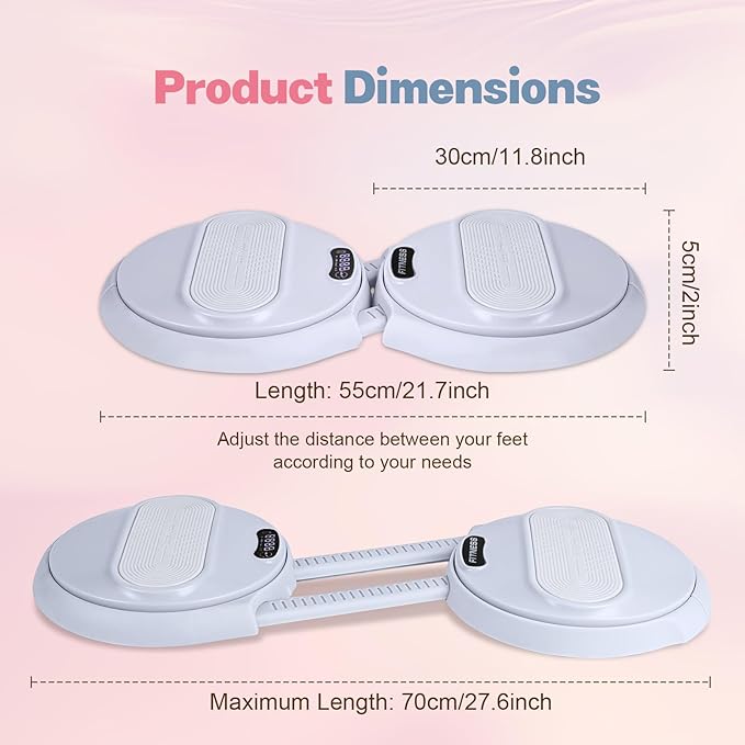Ab Twister Board, Waist Twister Machine with Counter & Resistance Bands, Adjustable Foot Spacing Waist Twisting Disc for Slimming, Toning and Fitness, Core & Ab Workout Disc