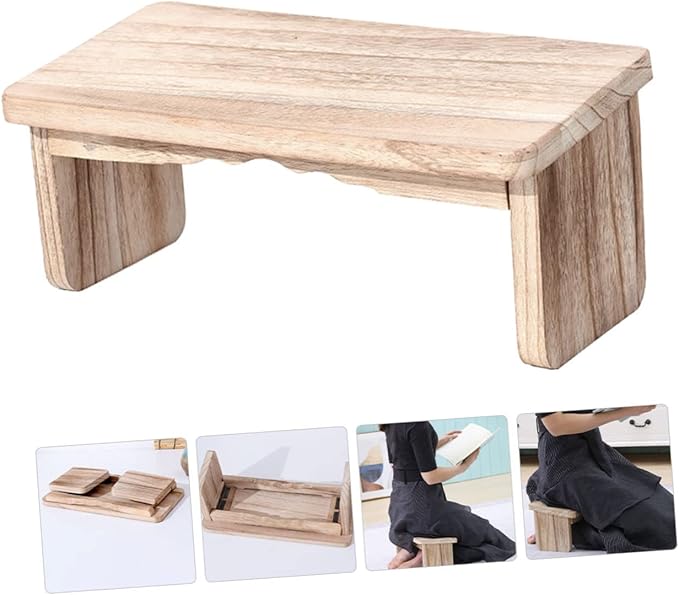 TOYANDONA Meditation Bench Wooden Kneeler Seat Stool for Prayer Non-Slip Zen Stool