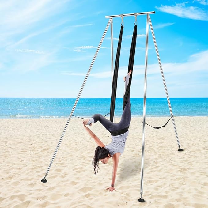 Houseables Aerial Silks, Yoga Swing, Aerial Yoga Hammock, Ariel Silk, Gymnastics Swing, Acrobatics Equipment, For Home, Indoor, Outdoor, Arial Setup, Rig, Sling, Portable