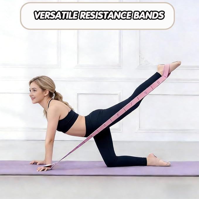 Fitness Resistance Band with Handles, Number Stretch Resistance Band, 8 Segment Pilates Stretching Band, Adjustable Bands for Stretching and Yoga, Pilates, Fitness