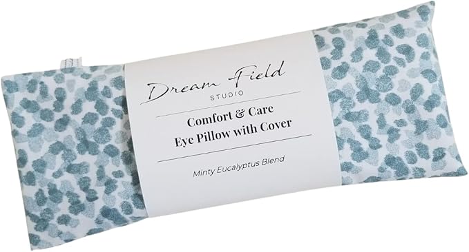 Mint Eye Pillow with Washable Cover – Handmade Aromatherapy Eye Pillow for Yoga, Meditation & Relaxation | Blue Spa Print