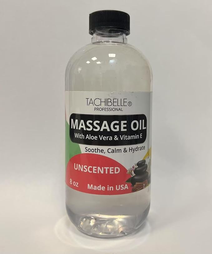 Tachibelle Professional Massage Oil for Soothing and Relieve Body Best Natural Therapy for a Warming, Relaxing, Calming Massage 8 fl. oz (Unscented)