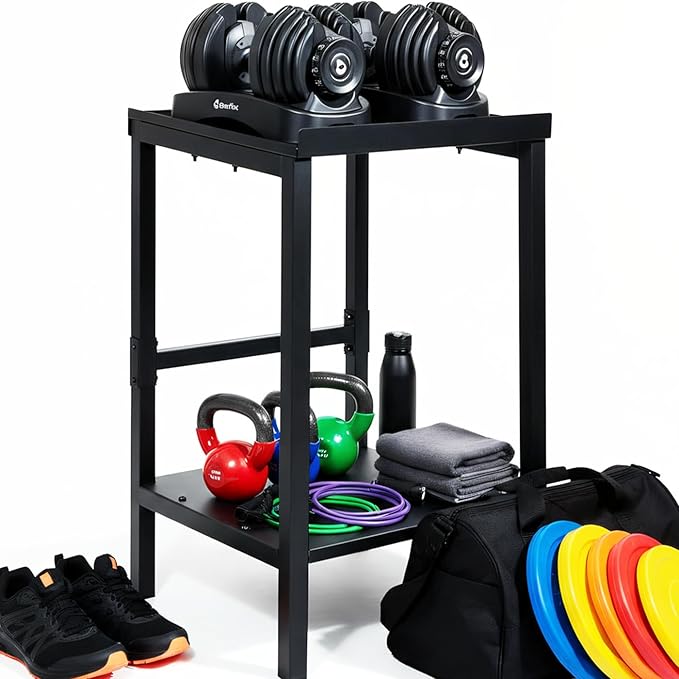 Commercial Heavy Duty Adjustable Dumbbell Stand & Kettlebell Stand, Adjustable Dumbbell Weight Rack, Kettlebell Storage Rack, Weight Rack for Garage/Home Gym/Commercial with Non-Slip Base, Anti-Tip Safety & Space-Saving Design, Weight Capacity 500/600/...