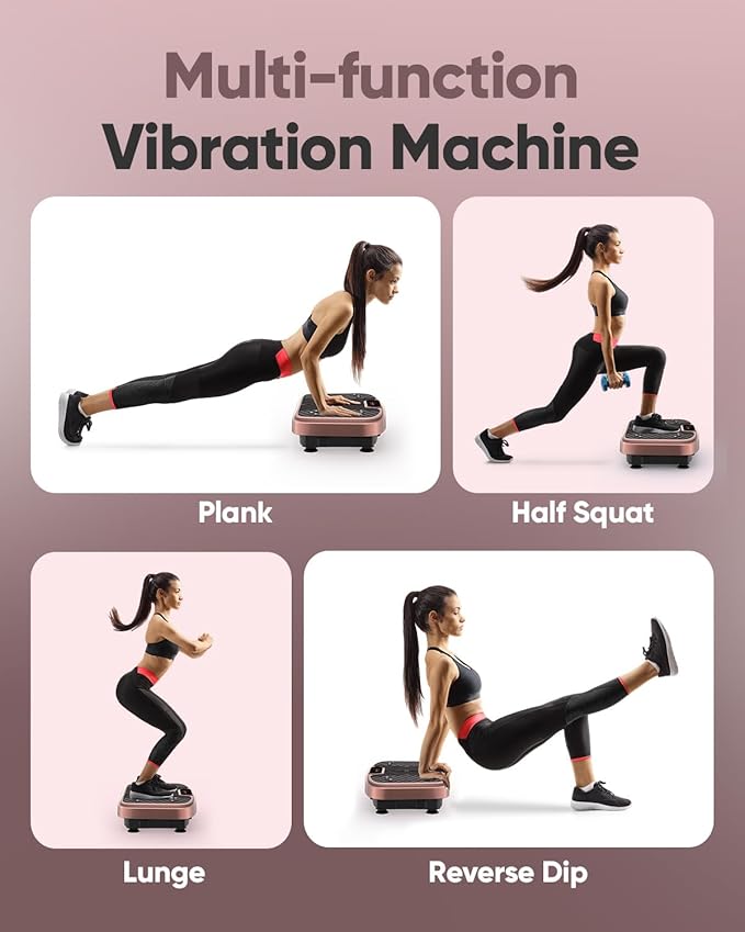 Vibration Plate Exercise Machine, Vibrating Plate Platform for Lymphatic Drainage with 200 Adjustable Speeds, Power Vibration Plate for Weight Loss & Fitness, Supports Weight 450 Lbs