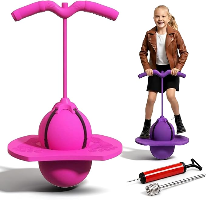 Balance Jumping Ball, 2026 Upgraded Jumping Hopping Ball with Handle and Pump, High Jump Toy Bounce Jump Trick Board for Beginners and Adults