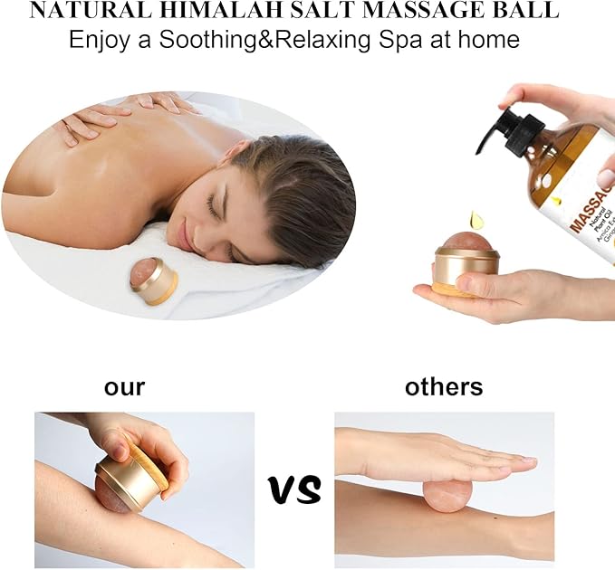 gemshan Himalayan Salt Massage Ball - Full Body Roller Tool, Neck Back Arm Pain Relief