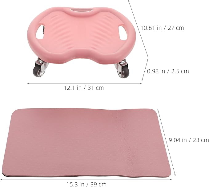 PRETYZOOM 4-wheel Ab Roller Core Strengthening Abdominal Trainer with Quiet Sliding Wheels and Knee Pad, Pink Fitness Equipment for Home and Travel Exercise