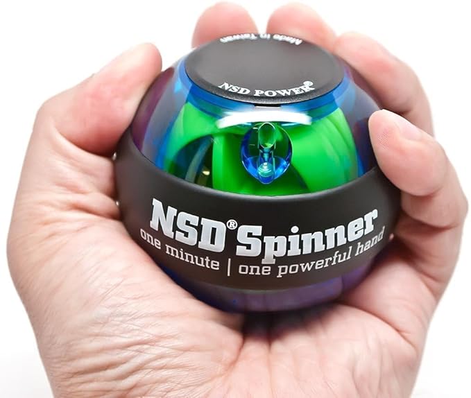 NSD Essential Crystal Spinner Gyro Ball | Grip Strengthener for Forearms, Wrist & Hands | String Start Design, Up to 18,000 RPM | Portable Wrist Trainer & Workout Equipment | Ideal for Desk Workers, Athletes & Musicians