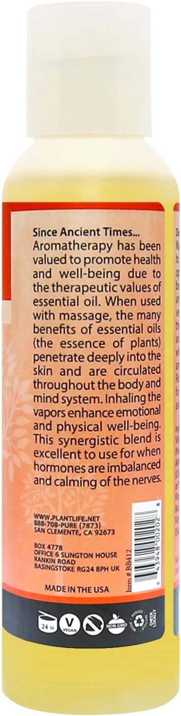 Plantlife Balance Massage Oil - Absorbs Deeply into The Skin and is Circulated Throughout, Providing Optimum Benefit to The Mind and Body - Made in California 4 oz