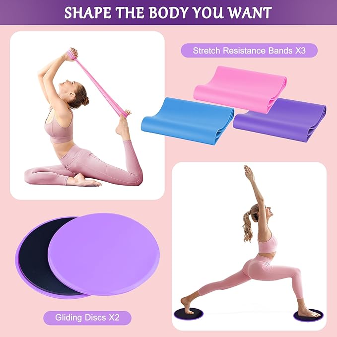 Home Pilates Kit for Women, Pilates Ring Set, Pilates Equipment Kit for Women Home Workouts, Pilates Essentials Kit with Pilates Ring and Ball, Resistance Bands for Strength, Toning, Flexibility