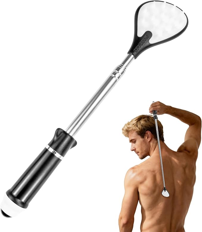 23-Inch Extendable Big Back Scratcher, Portable Double-Sided Big Back Scratcher for Rough & Soft Skin, Ideal for Men, Women & Adults, As a Gift for Friends, Parents and Loved Ones (H-Black)