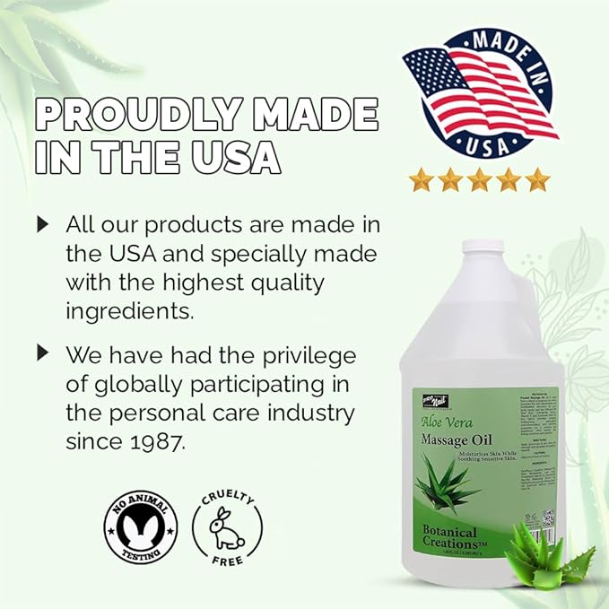 PRONAIL - Massage Oil, Aloe Vera, 128 Oz - Professional Full Body Massage Therapy, Manicure, Pedicure - Relax Sore Muscles and Repair Dry Skin, Enhanced with High Absorption Oils and Vitamin E