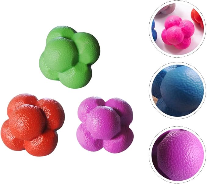 BESPORTBLE 3Pcs Agile Training Ball High Elasticity Hexagonal Reaction Balls for Indoor Fitness Hand Eye Coordination and Speed Training Design