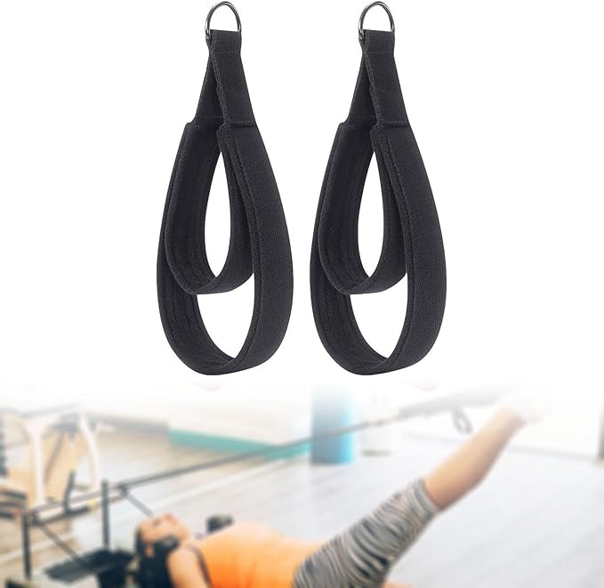 2X Pilates Double Loop Straps for Reformer,D Rings Straps Exercise Equipment Training